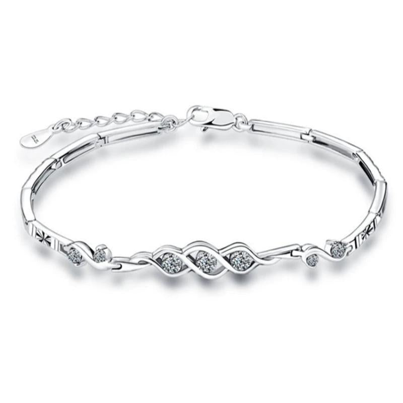 Silver Plated Heart Princess Bracelet with Purple CZ