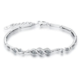 Silver Plated Heart Princess Bracelet with Purple CZ