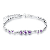 Silver Plated Heart Princess Bracelet with Purple CZ