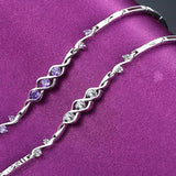 Silver Plated Heart Princess Bracelet with Purple CZ