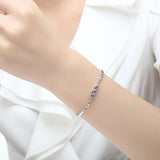 Silver Plated Heart Princess Bracelet with Purple CZ