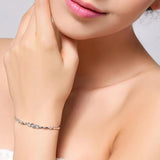 Silver Plated Heart Princess Bracelet with Purple CZ