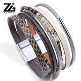 Nature Stone Leather Bracelet for Women