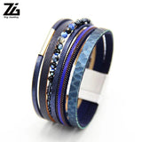 Nature Stone Leather Bracelet for Women