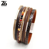 Nature Stone Leather Bracelet for Women