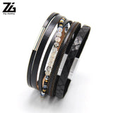 Nature Stone Leather Bracelet for Women