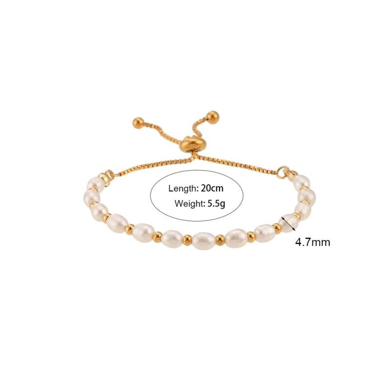 Freshwater Pearls Mixed Adjustable Chain Bracelet Bangle Women Jewelry