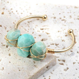 Stone Charm Bangle Bracelet for Women