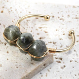 Stone Charm Bangle Bracelet for Women
