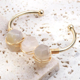 Stone Charm Bangle Bracelet for Women