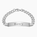 Engraving Name Charm Bracelet Stainless Steel Diamond Thick Hand Chain