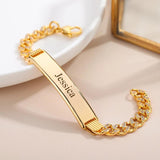 Engraving Name Charm Bracelet Stainless Steel Diamond Thick Hand Chain