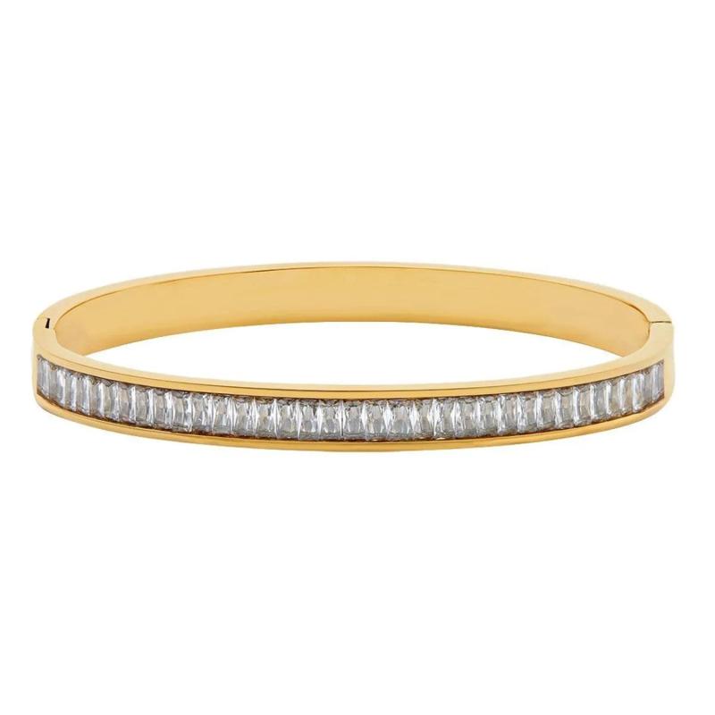 Zircon Inlaid Bracelets & Bangles Silver Stainless Steel Screw Jewelry