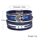 Bohemian Pearl Crystal Leather Multilayer Bracelet Women