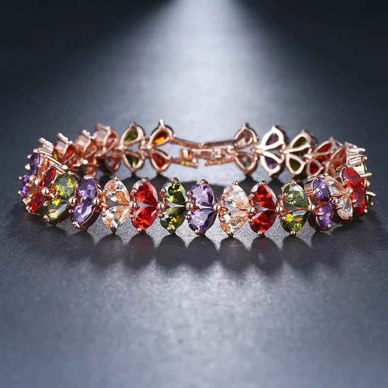 Colorful Zircon Heart Bracelet Wedding Jewelry