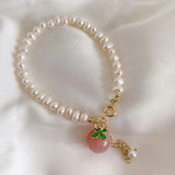 Blessed Pearl Bracelet Peach Jewelry Palace Style Party Wedding Bracelet