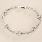 Uilz Leaf Charm CZ Bracelet Bride Chain Jewelry