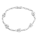 Uilz Leaf Charm CZ Bracelet Bride Chain Jewelry