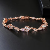 Uilz Leaf Charm CZ Bracelet Bride Chain Jewelry
