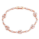 Uilz Leaf Charm CZ Bracelet Bride Chain Jewelry
