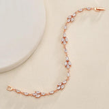Uilz Leaf Charm CZ Bracelet Bride Chain Jewelry