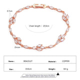 Uilz Leaf Charm CZ Bracelet Bride Chain Jewelry