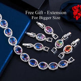 Zircons Fire Rainbow CZ Crystal Stone Round Charm Bracelet Women Party Jewelry