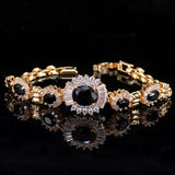 Flower Shape Chain Link Light Yellow CZ Crystal Stone Bracelet Bangle