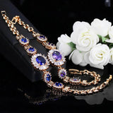 Flower Shape Chain Link Light Yellow CZ Crystal Stone Bracelet Bangle