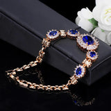 Flower Shape Chain Link Light Yellow CZ Crystal Stone Bracelet Bangle