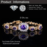Flower Shape Chain Link Light Yellow CZ Crystal Stone Bracelet Bangle