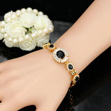 Flower Shape Chain Link Light Yellow CZ Crystal Stone Bracelet Bangle