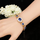 Flower Shape Chain Link Light Yellow CZ Crystal Stone Bracelet Bangle