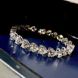 Silver Heart Synthetic High Carbon Diamond Bracelets Chain For Women