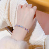 Silver Heart Synthetic High Carbon Diamond Bracelets Chain For Women