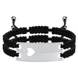 Custom Puzzle Heart Couple Bracelets, Engraved Name Date Logo Bangle