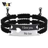 Custom Puzzle Heart Couple Bracelets, Engraved Name Date Logo Bangle