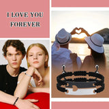 Custom Puzzle Heart Couple Bracelets, Engraved Name Date Logo Bangle