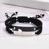 Custom Puzzle Heart Couple Bracelets, Engraved Name Date Logo Bangle