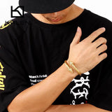 Punk Animal Double Wolf Heads Bangles Stainless Steel Male Jewelry
