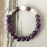 Selenite Amethysts Labradorite Moon Bracelet Healing Beaded Woman Purple Stone