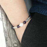 Selenite Amethysts Labradorite Moon Bracelet Healing Beaded Woman Purple Stone