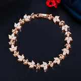 Rose Leaf CZ Tennis Bracelet for Women Wedding Party Jewelry