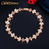 Rose Leaf CZ Tennis Bracelet for Women Wedding Party Jewelry