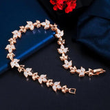 Rose Leaf CZ Tennis Bracelet for Women Wedding Party Jewelry