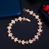 Rose Leaf CZ Tennis Bracelet for Women Wedding Party Jewelry