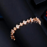 Rose Leaf CZ Tennis Bracelet for Women Wedding Party Jewelry