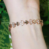 Rose Leaf CZ Tennis Bracelet for Women Wedding Party Jewelry