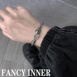 Enamel Green Zircon Snake Bracelet Chain Bangle