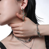 Enamel Green Zircon Snake Bracelet Chain Bangle